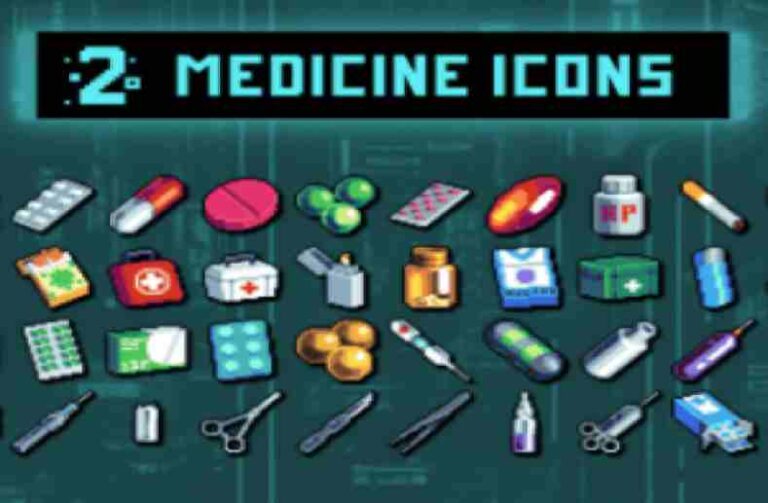 Read more about the article MEDICINE AND THEMATIC THINGS PIXEL ART 32×32 ICON PACK