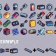 RESOURCES FOR CYBERPUNK TOPIC PIXEL ART 32×32 ICON PACK