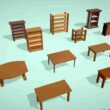 Low poly Wooden Furniture Pack – Interior Pack