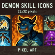 Demon Skill Icons 32×32 Pixel Art