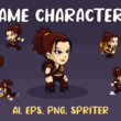 Woman Hero Game Character Sprite